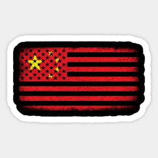 Chinese American Flag Vintage Sticker